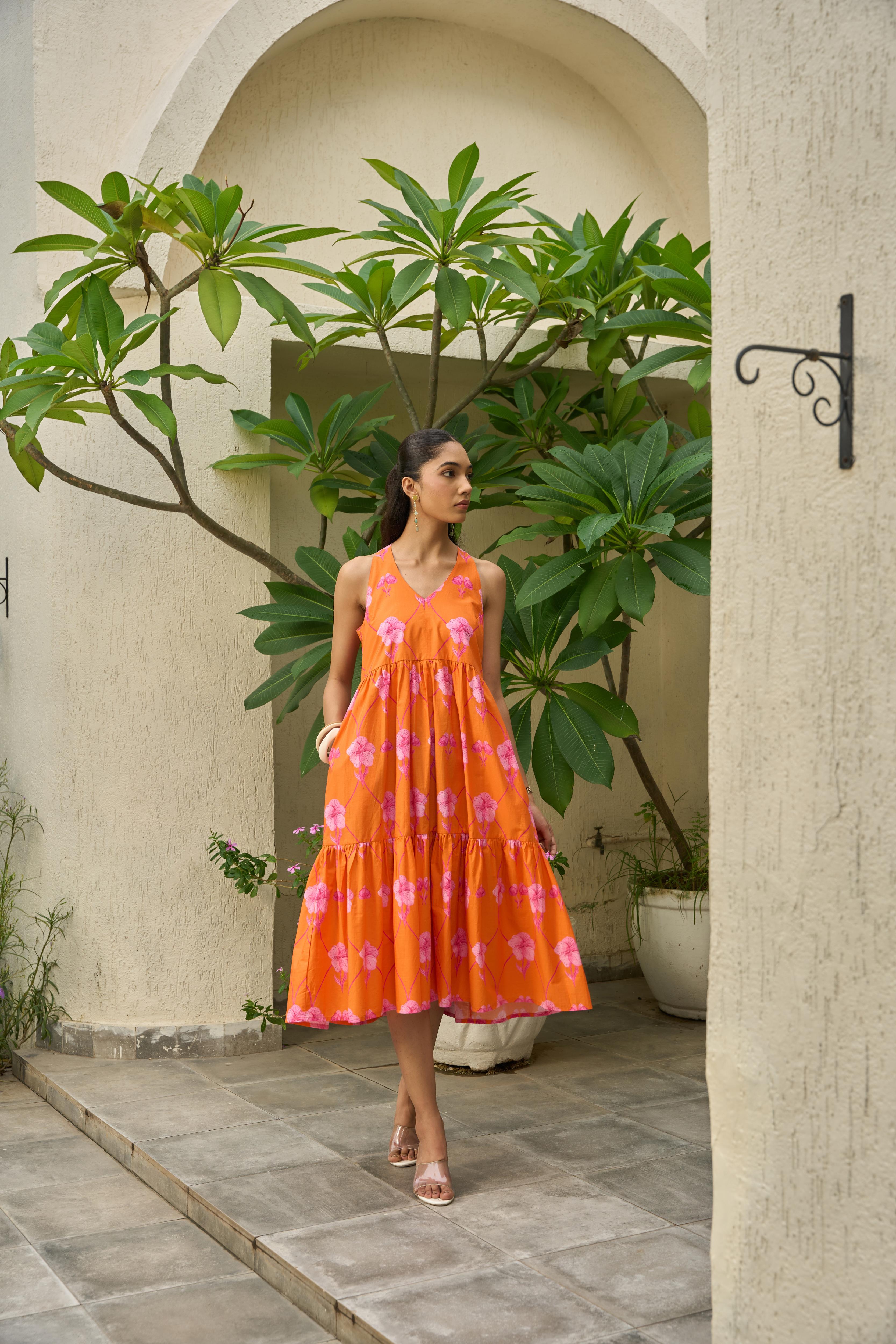 Coralbloom Halter Dress